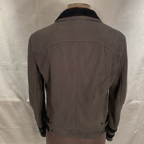 A/X Armani Exchange Faux Suede / Faux Fur Moto leather jacket olive green Size M - Picture 5 of 8